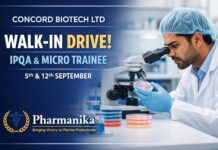 Walk-in at Concord Valthera | IPQA / Micro Trainee | 5 & 12 Sep Walk-in at Concord Valthera | IPQA / Micro Trainee | 5 & 12 Sep