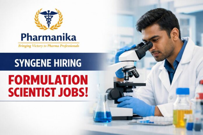 Syngene Hiring Pharmacy Candidates | Entry Level Formulation Role