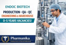 Endoc Biotech Hiring Pharmacy Graduates | Multiple Openings Production QA QC Engineering Warehouse at Endoc Biotech Rajkot | 0–5 Yrs Fermentation
