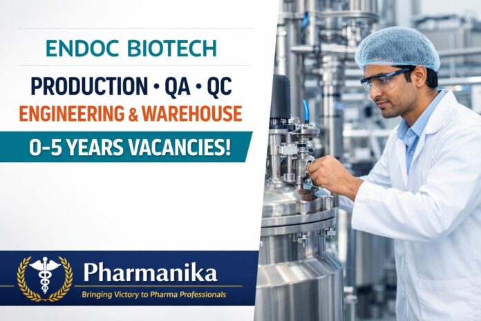Production QA QC Engineering Warehouse at Endoc Biotech Rajkot | 0–5 Yrs Fermentation