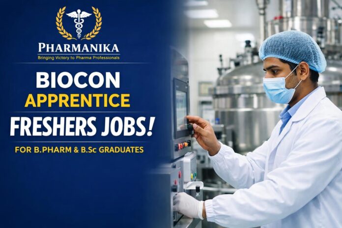Freshers job at Biocon | Apprentice Role for Pharmacy Graduates