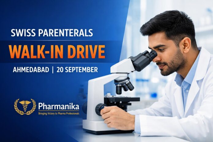 Walk-In at Swiss Parenterals Ahmedabad | 20 Sep Walk-In at Swiss Parenterals Ahmedabad | 20 Sep