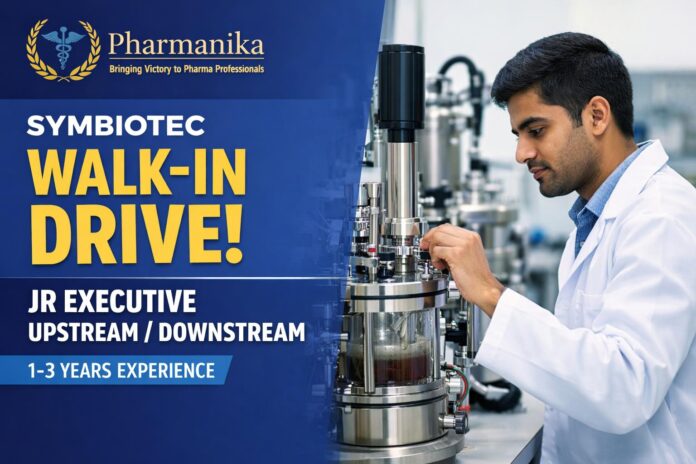 Walk-In Jr Executive Upstream Downstream at Symbiotec Vadodara | 1–3 Yrs | 20 Sep