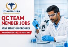 QC Team Member at Dr Reddy’s Andhra Pradesh | 2–7 Yrs Floor 2 QC Team Member at Dr Reddy’s Andhra Pradesh | 2–7 Yrs Floor 2
