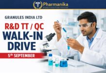 R&D TT / QC Walk-in at Granules Gajularamaram | 5 Sep R&D TT / QC Walk-in at Granules Gajularamaram | 5 Sep