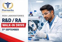 MSN Labs Hiring Pharmacy Graduates | Walk-in Drive for Multiple Roles R&D / RA Walk-in at MSN Labs Hyderabad | 5 Sep