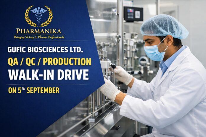 QA / QC / Production Walk-in at Gufic Navsari | 5 Sep