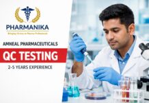 Senior Officer, QC Testing at Amneal Dahej SIR | 2-5 years Senior Officer, QC Testing at Amneal Dahej SIR | 2-5 years