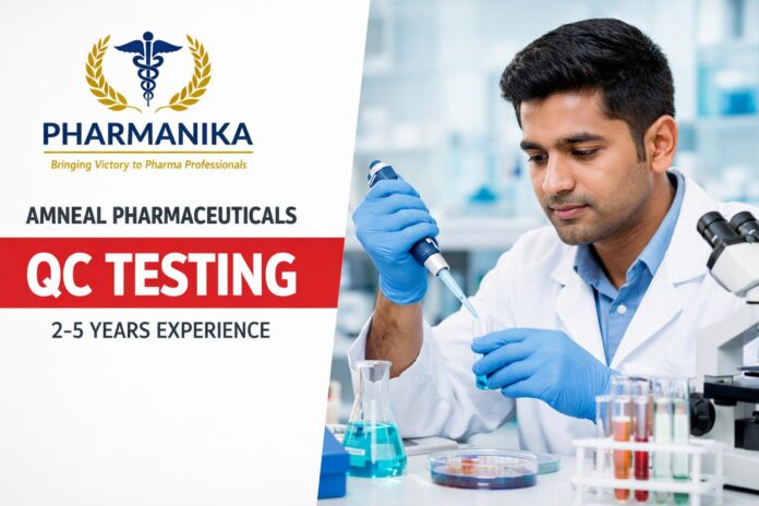 Senior Officer, QC Testing at Amneal Dahej SIR | 2-5 years