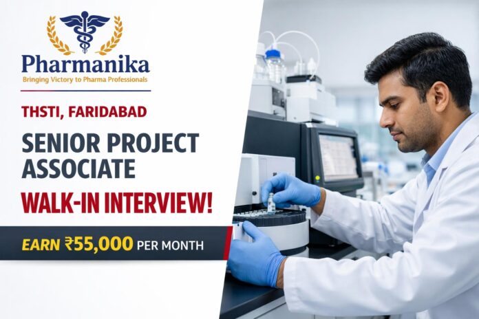 Senior Project Associate (Bioanalyst) at THSTI Faridabad | LC-MS/MS PK | Walk-in 18 Sep | Earn Rs 55,000/-
