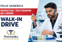 Felix Generics Hiring Pharmacy Candidates | Walk-in Drive for Multiple Roles Production / Tech Transfer / QC / Micro Walk-in at Felix Generics | 6 Sep Panchkula