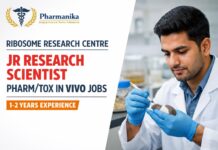 Jr Research Scientist Pharm/Tox In Vivo at Ribosome Research Centre | 1–2 Yrs | Surat Jr Research Scientist Pharm/Tox In Vivo at Ribosome Research Centre | 1–2 Yrs | Surat