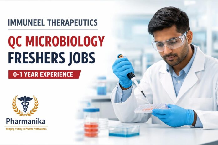 Trainee QC Microbiology at Immuneel Therapeutics | 0–1 Yr | Bommasandra Trainee QC Microbiology at Immuneel Therapeutics | 0–1 Yr | Bommasandra